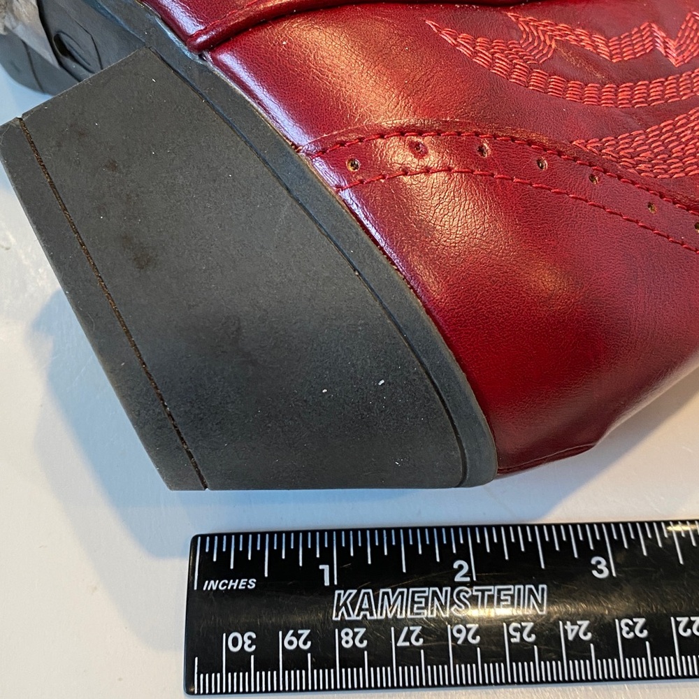 NWOT Women’s Red Faux Leather Cowboy Boots - Picture 3 of 7